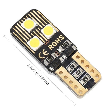 Car Clearance Light With Decoder For Safe Vehicle Lighting - 12V T10 W5W 6-SMD 3030 cool white 6000K two-pack LED clearance lamp with decoder