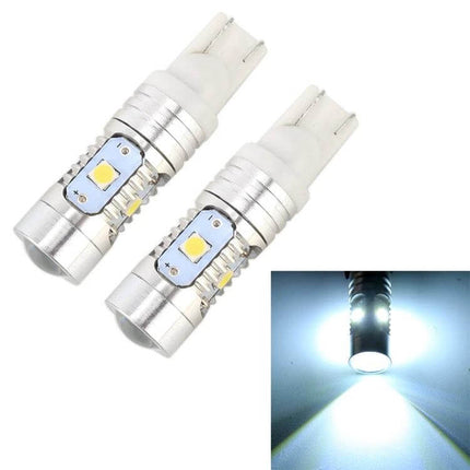 Car Clearance Light With Projector Lens For Exterior Use - pair of white LED projector-style clearance bulbs for rear/side vehicle marking