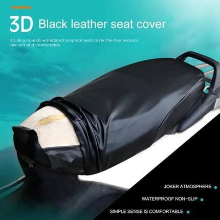 Large Waterproof Black Leather Motorcycle Seat Cover for Protection - waterproof black leather motorcycle seat cover on bike