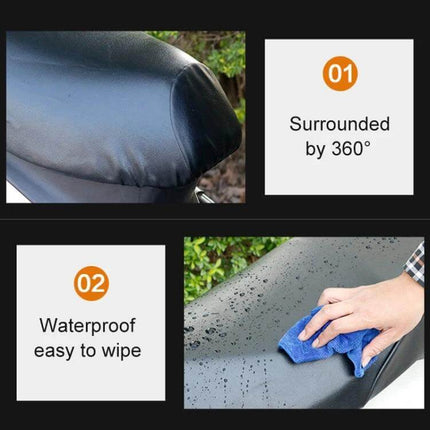 Large Waterproof Black Leather Motorcycle Seat Cover for Protection - waterproof 360° wrap, easy to wipe rain-resistant leather cover