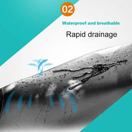 Protective Black Leather Seat Cover for Motorcycles, Size M showing waterproof surface with rapid drainage and breathable design