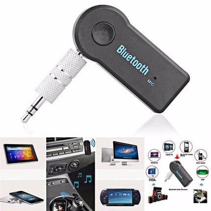 Portable Bluetooth Music Receiver For Stereo Speakers Single Channel Hands Free compact 3.5mm adapter for car, home, dorm wireless audio