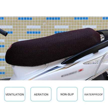 Waterproof Motorcycle Seat Cover for All-Weather Protection, XXL Size on scooter seat showing waterproof, non-slip breathable design