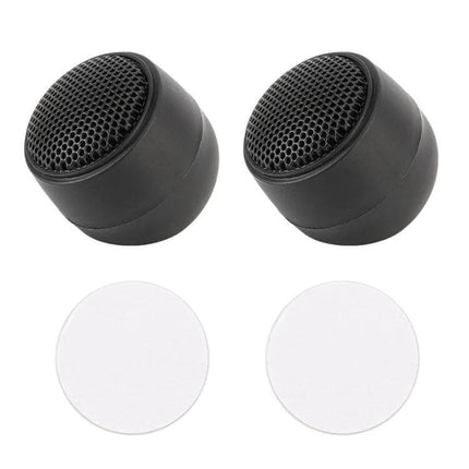 Two Pack Car Dome Tweeters For Crystal Clear Car Audio - compact black dome tweeters with grille and adhesive pads, 4 kHz–20 kHz high-frequency upgrade