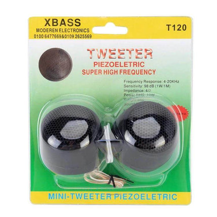 Two Pack Car Dome Tweeters For Crystal Clear Car Audio - compact piezoelectric mini tweeters in retail packaging