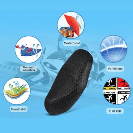 Comfortable Breathable Motorcycle Seat Cushion in Polyester, Size L - black breathable ventilation non-slip 86x51cm