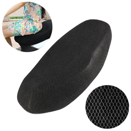 Comfortable Breathable Motorcycle Cushion with Sunscreen, Size XL - black breathable polyester seat cover for long rides