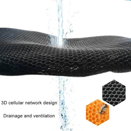 Comfortable Breathable Motorcycle Cushion with Sunscreen, Size XL - black 3D cellular breathable cushion with water drainage and ventilation