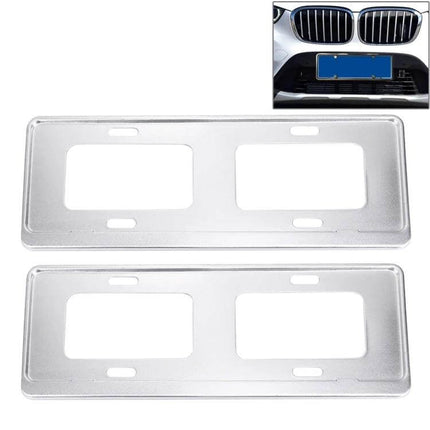 Silver Car License Plate Holder in Magnesium Alloy, Set of 2 - durable silver magnesium alloy frame for secure vehicle plates