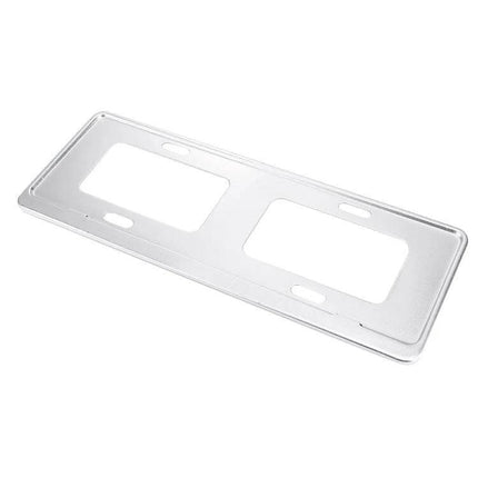 Silver Car License Plate Holder in Magnesium Alloy, Set of 2 - durable silver magnesium alloy frame to secure and protect license plates