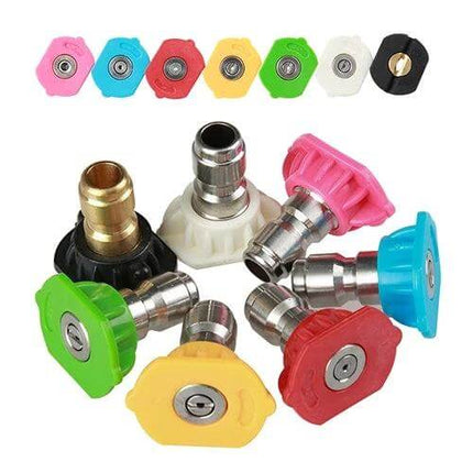 High Pressure Car Wash Jet Nozzle with 40-Degree Angle colorful quick-connect nozzles for car cleaning, assorted colors, durable metal fittings