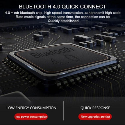 Dual Bluetooth Car Transmitter With 1.3 Inch LED Screen showing Bluetooth 4.0 chip close-up highlighting low energy consumption and quick response