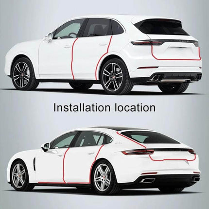 Car Door Anti-Collision Protection Strip, 3 Meters Long - red protective strip shown on white SUV and sedan installation locations