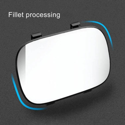 3R Portable Car Sunshade Mirror for Makeup Application clipped to car sunshade showing fillet processed rounded glass edge