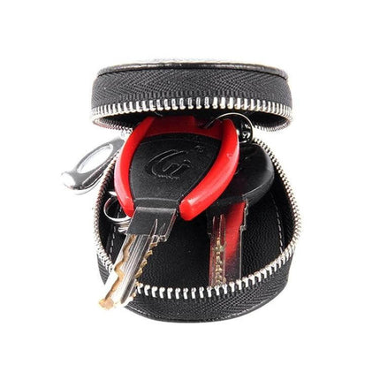 Leather Crocodile Texture Key Holder with Zipper for Essentials showing keys and small essentials neatly stored in a zipped leather case