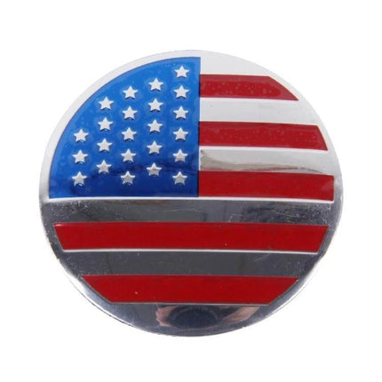 USA Flag Metal Stickers for Car Wheel Hub Caps, 4 Pack - round metal American flag hub cap decal showing stars and stripes