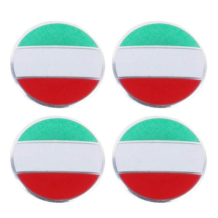 Italy Flag Metal Wheel Hub Cap Covers for Car Decoration - set of 4 round metal hub cap covers with green white red Italy flag design