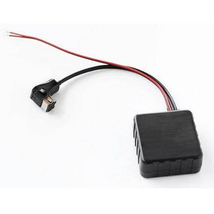Car Wireless Bluetooth Audio Adapter for CD Changer to Stream Music - compact black module with wiring harness and CD changer plug