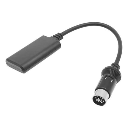 Alpine 8Pin Wireless Bluetooth Car AUX Audio Adapter Cable plugged into factory CD changer port for hands-free phone audio streaming
