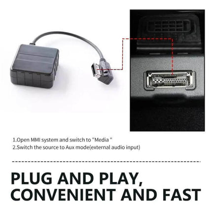 Car Wireless MMI 3G Bluetooth AUX Cable Harness for Audi AMI VW MDI - plug and play module showing connector and MMI port
