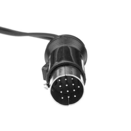Car Bluetooth Aux Audio Adapter For Kenwood 13 Pin plugged into factory 13-pin connector showing round multi-pin plug for Bluetooth audio