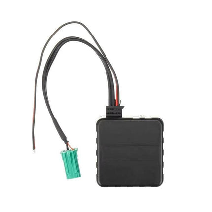 Car Wireless Bluetooth AUX Adapter for Renault Factory Stereo compact black module with wiring harness and green CD-changer connector