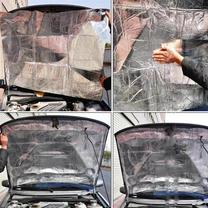 Car Exhaust Heat and Sound Insulation Mat with Waterproof Protection installed under hood to reduce heat and noise, reflective waterproof layer