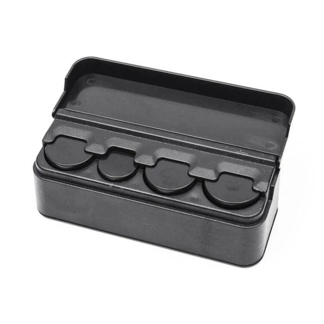 CARSUN Compact Coin Storage Box for Everyday Organization black 5-compartment coin organizer with hinged lid for car home office