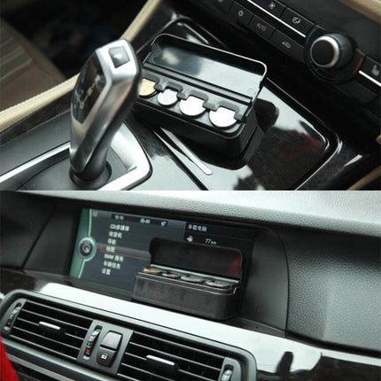 CARSUN Compact Coin Storage Box for Everyday Organization placed in car console for toll and parking change