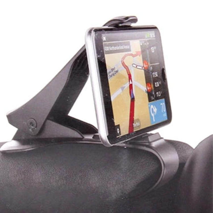 Universal Flexible Dashboard Phone Holder for Smartphones Up to 6.5 Inches mounted on car dashboard showing navigation app