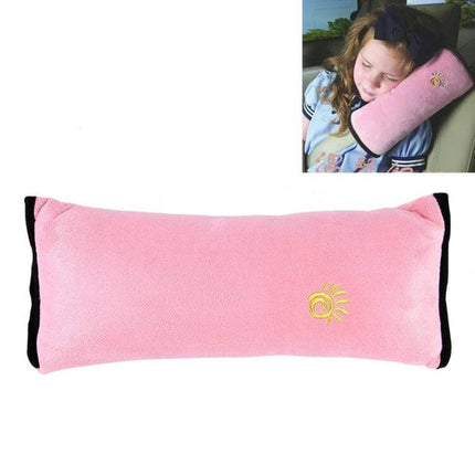 Soft Neck Support Pillow for Baby Car Seatbelts, 2 Pack - pink plush seatbelt head support with removable washable cover