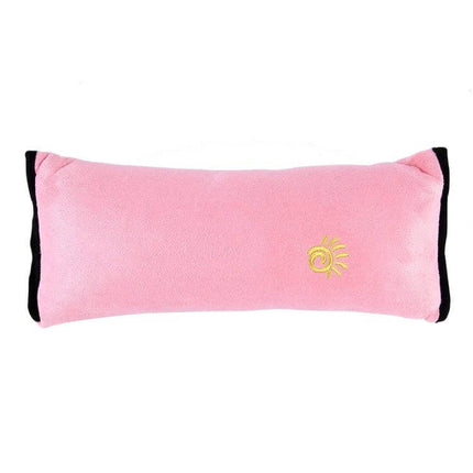 Soft Neck Support Pillow for Baby Car Seatbelts, 2 Pack - pink removable washable cover with sun embroidery on soft travel neck support