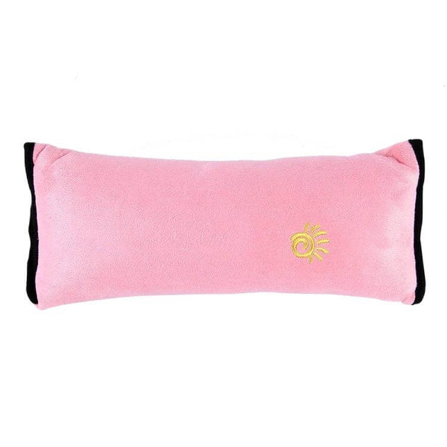 Soft Neck Support Pillow for Baby Car Seatbelts, 2 Pack - pink removable washable cover with sun embroidery on soft travel neck support