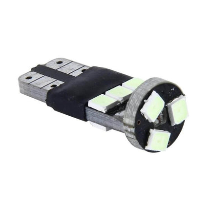 2 Pack T10 5W SMD 2835 9LED Car Clearance Lights, DC 12V close-up of single T10 LED bulb showing 9 SMD 2835 LEDs and metal base
