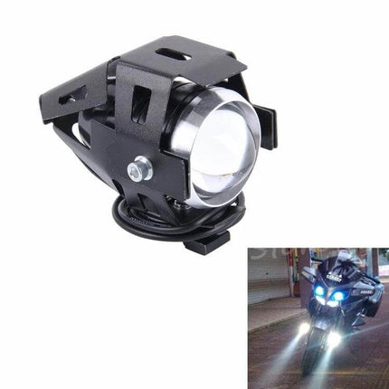 White LED External Headlight Lamp for Motorcycle Visibility - compact auxiliary motorcycle lamp with mounting bracket for night and fog rides