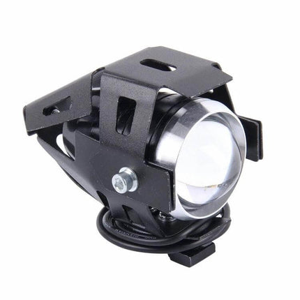 White LED External Headlight Lamp for Motorcycle Visibility compact auxiliary white LED lamp with mounting bracket and lens for improved night and fog visibility