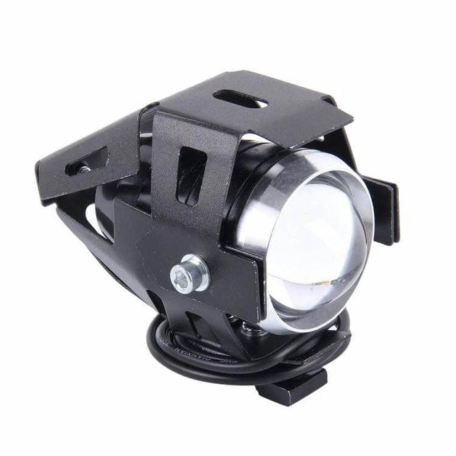 White LED External Headlight Lamp for Motorcycle Visibility compact auxiliary white LED lamp with mounting bracket and lens for improved night and fog visibility