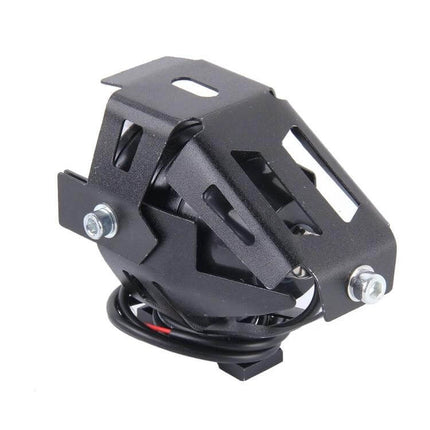 White LED External Headlight Lamp for Motorcycle Visibility compact black bracket-mounted auxiliary lamp with wiring for night and fog riding