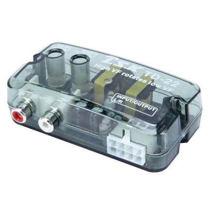 TD-22 Car Stereo Level Converter For RCA Output In Vehicle compact module with RCA jacks and wiring harness