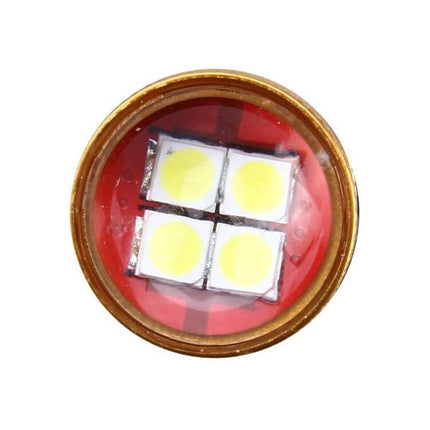 LED Car Fog Lights 2 Pack for Fog Light Replacement - close-up of round 4-LED bulb module with red base, bright white LEDs for easy fog light swap