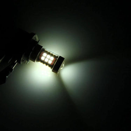 LED Car Fog Lights 2 Pack for Fog Light Replacement showing bright white LED bulb illuminated for improved visibility