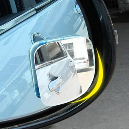 Adjustable Wide Angle Blind Spot Rear View Mirror for Cars attached to side mirror showing expanded field of view