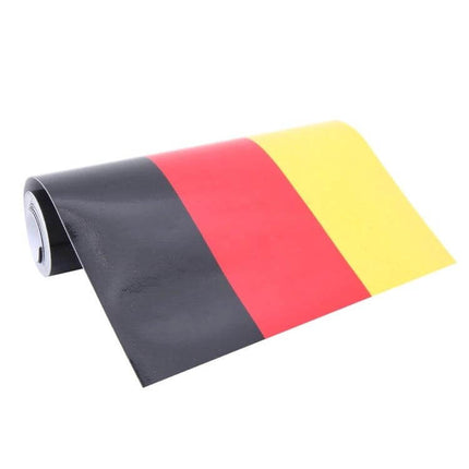 1 Meter German Flag Vinyl Decal for Car and Home Use showing rolled black red yellow vinyl ready for vehicle or wall application