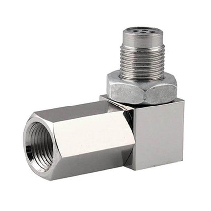 Oxygen Sensor Spacer 90 Degree for Exhaust Modifications — chrome iron spacer routing O2 sensor at 90° for tight exhaust installations
