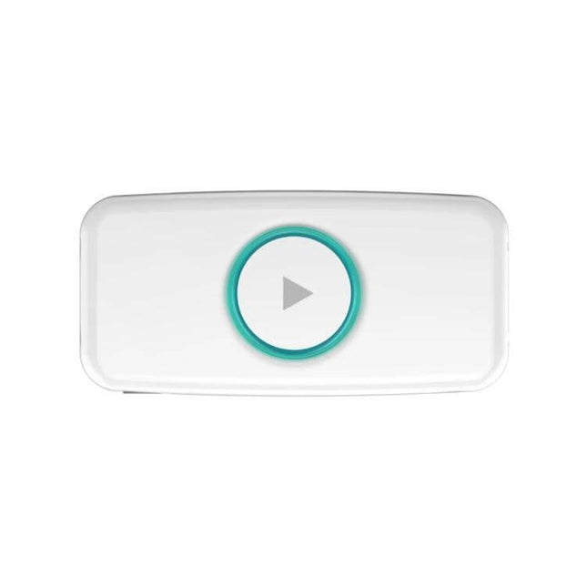 Doosl Mini Car Bluetooth Music Receiver With 3.5mm Stereo Input white compact unit with central play button for wireless car audio