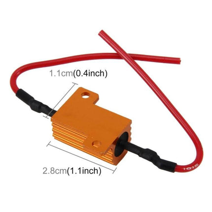 Car Canbus LED Error Canceller Decoder Load Resistor 2 Pack - 25W 25Ω gold aluminum resistor with red wires for CANbus LED fog lights and DRLs