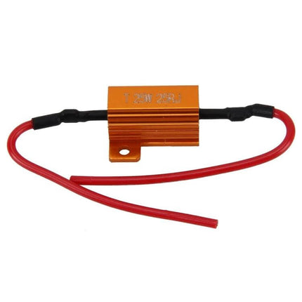 Car Canbus LED Error Canceller Decoder Load Resistor 2 Pack gold aluminum resistor with red wires for CANbus LED installation