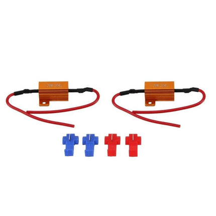 Car Canbus LED Error Canceller Decoder Load Resistor 2 Pack – 25W 25Ω CANbus load resistors for LED fog lights and DRLs, easy no-cut installation
