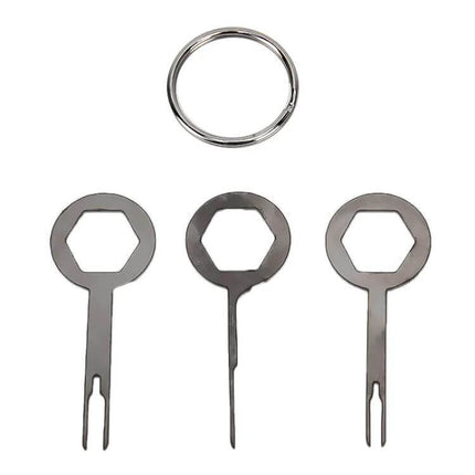 Auto Car Wire Harness Terminal Extraction Tool, 3-Piece flat metal keys and ring for removing car wiring terminals safely