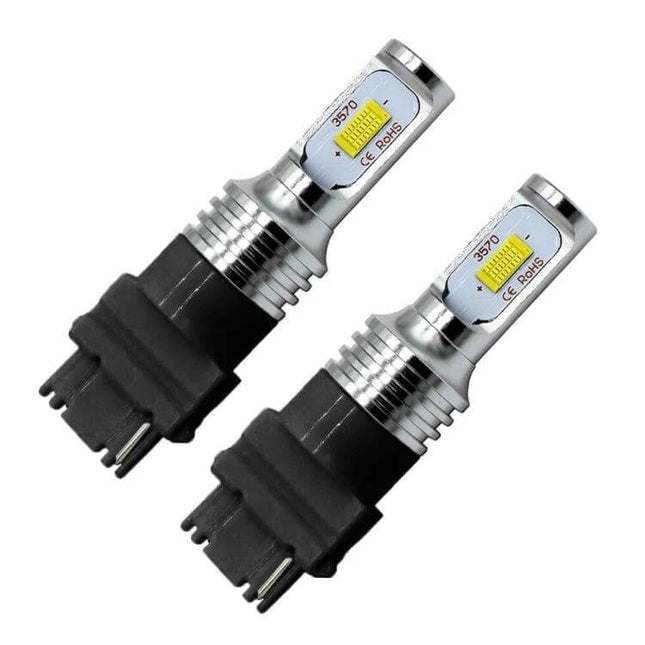 LED Back-Up Car Bulbs 2-Pack for Turn Signals and Reversing Lights - 3156 plug-and-play pair with 3570 LED chips, decoding, long-life illumination